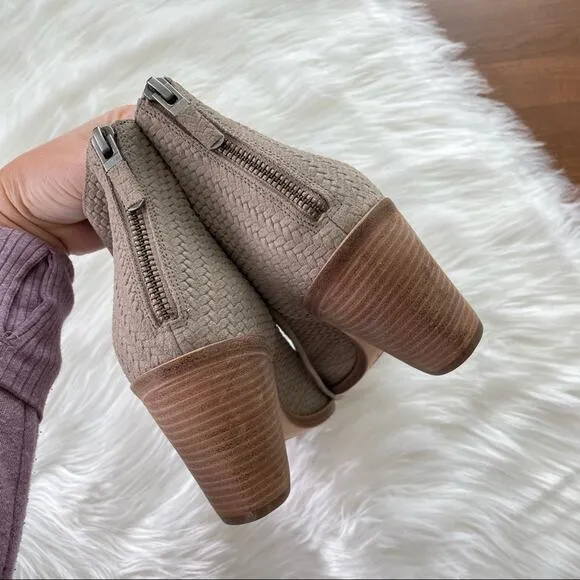 Eileen Fisher | NWOT Nude Suede Slew Lace-Up Bootie Earth Open Toe Sandal Tan 10