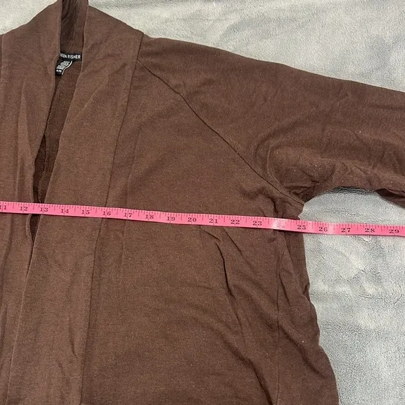 Eileen Fisher Open Front Cardigan Size XL Brown Color Relaxed Fit Pockets