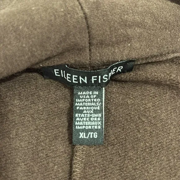 Eileen Fisher Open Front Cardigan Size XL Brown Color Relaxed Fit Pockets