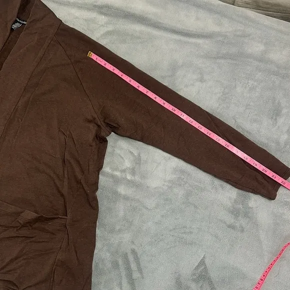 Eileen Fisher Open Front Cardigan Size XL Brown Color Relaxed Fit Pockets
