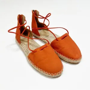 Eileen Fisher Orange Suede Espadrille Wrap Sandals‎ Flats 8