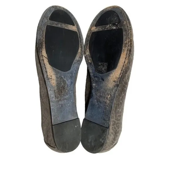Eileen Fisher Patch Leopard Print Suede Ballet Flats