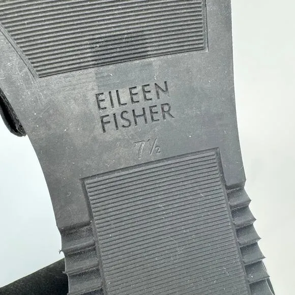 Eileen Fisher sandals 7.5 Ken tumbled nubuck leather d'orsay open toe black