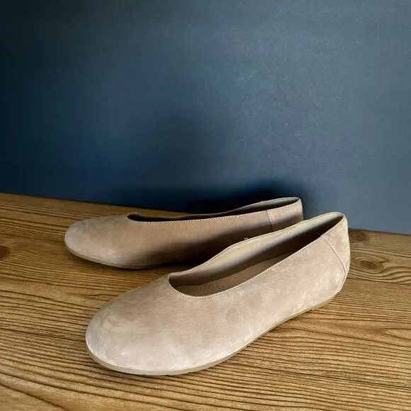 Eileen Fisher Tan Suede Una Hidden Wedge Ballet Flats Womens 8