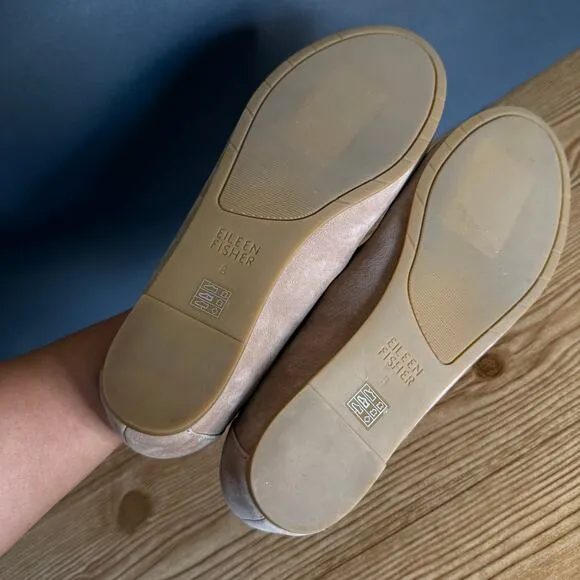 Eileen Fisher Tan Suede Una Hidden Wedge Ballet Flats Womens 8