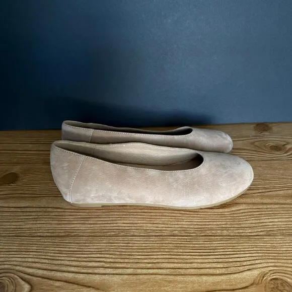 Eileen Fisher Tan Suede Una Hidden Wedge Ballet Flats Womens 8
