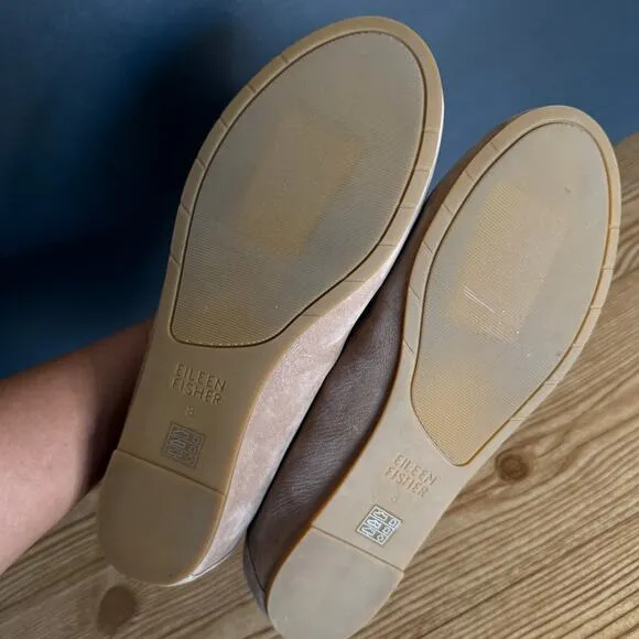 Eileen Fisher Tan Suede Una Hidden Wedge Ballet Flats Womens 8