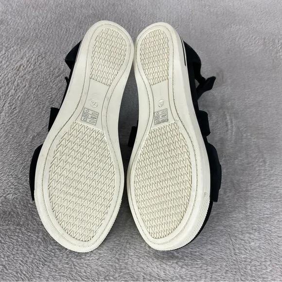Eileen Fisher Women's Sport Sneaker Sandals Size 7.5 Black Leather Zip Strappy