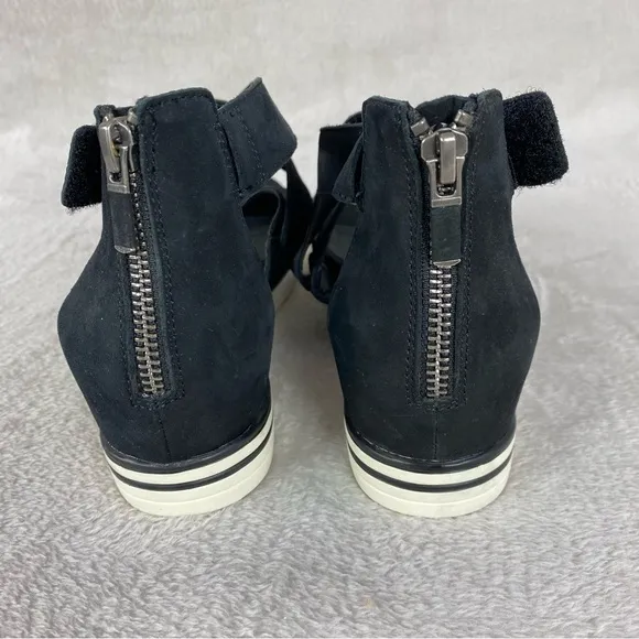 Eileen Fisher Women's Sport Sneaker Sandals Size 7.5 Black Leather Zip Strappy