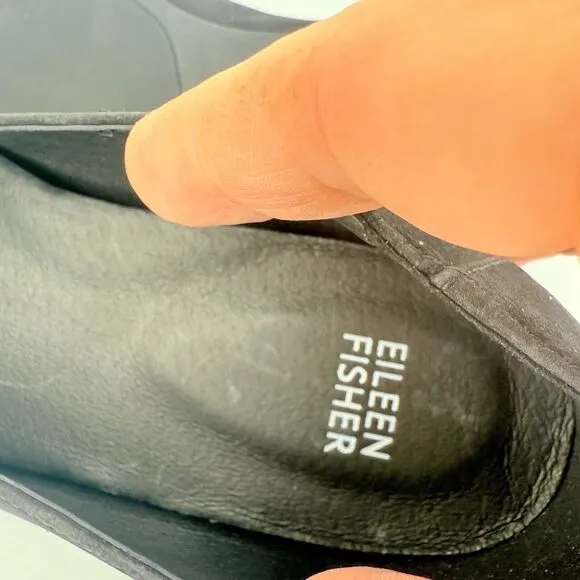 Eileen Fisher Womens Una Hidden Wedge Ballet Flats Size 7 Black Suede Round Toe