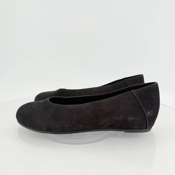 Eileen Fisher Womens Una Hidden Wedge Ballet Flats Size 7 Black Suede Round Toe