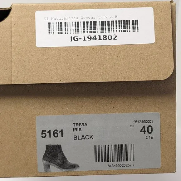 El Naturalista Trivia Ankle Boots, Black Leather, Women's 40 EU (US 9-9.5)