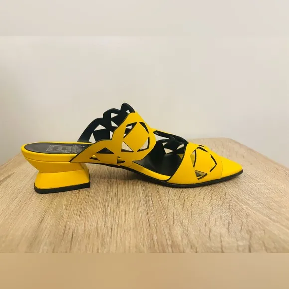Emanuel Castro Italian Leather Two Band Yellow Sandals