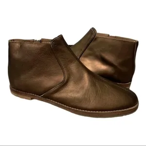 EMU Bronze Leather Ankle Boots Side Zip 10