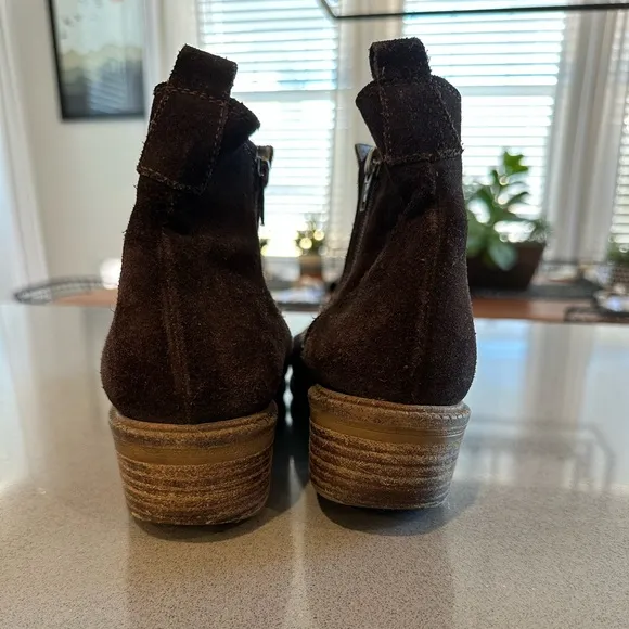 Eric Michael Genuine Leather Suede Heeled Side Zip Ankle Boots