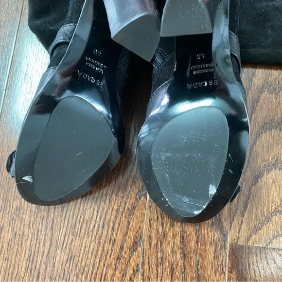 Escada black suede knee high boots size 40