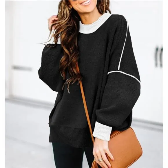 ETCYY Womens Oversized Sweaters Fall 2024 Fashion Clothes Trendy Batwing Sleeve