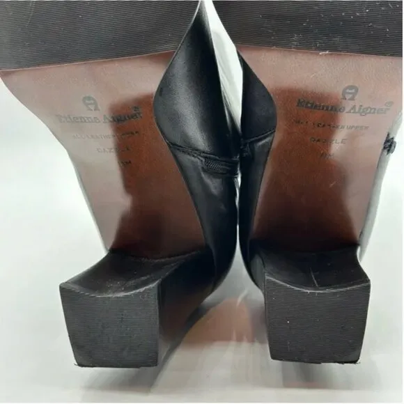 Etienne Aigner Dazzle Zip Up Boots Leather Uppers Size 11