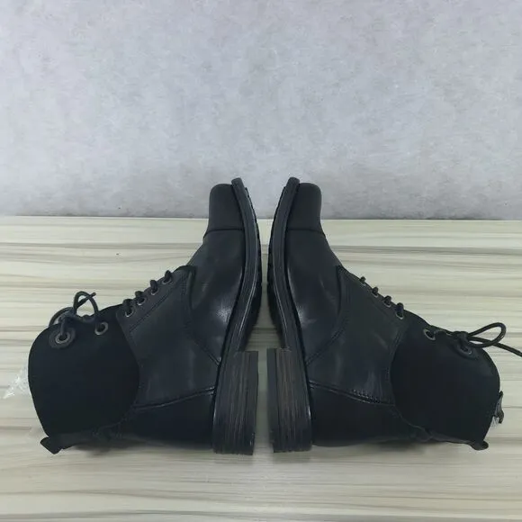 EU 36 Tara M Loris Combat Boots Tie and Zipper Zip Up Black Leather