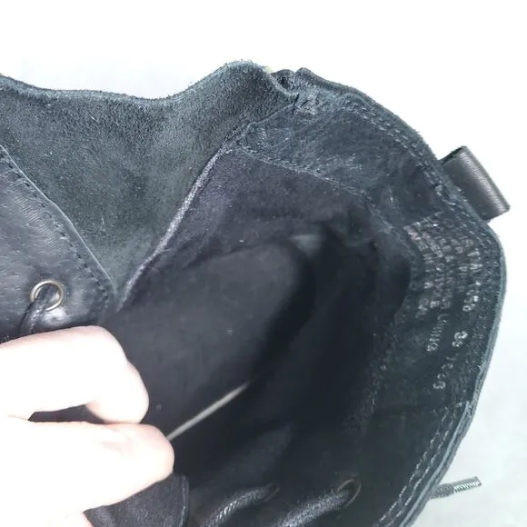 EU 36 Tara M Loris Combat Boots Tie and Zipper Zip Up Black Leather