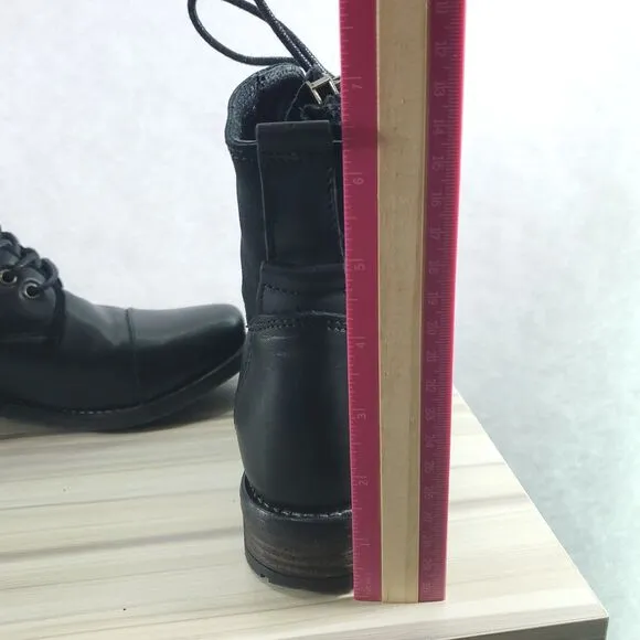 EU 36 Tara M Loris Combat Boots Tie and Zipper Zip Up Black Leather