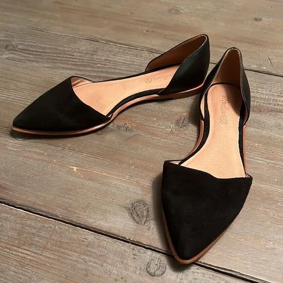 EUC Madewell The Arielle d'Orsay Flat in Black Leather and Suede - 6.5