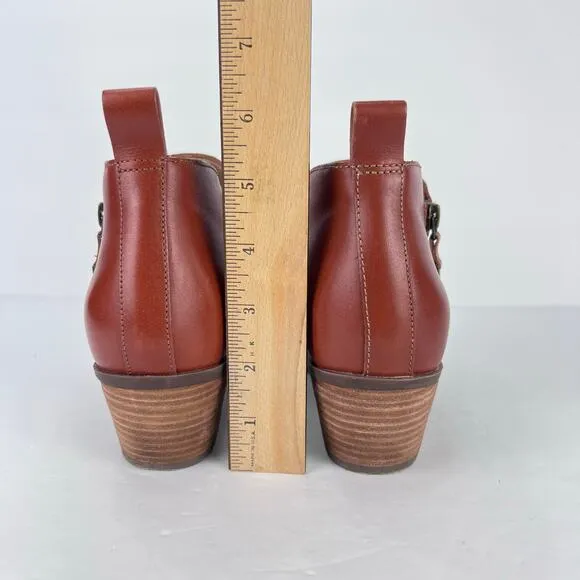 EUC VIONIC Cecily Side Zip Ankle Boots Chestnut Leather Brown Women’s Booties 8