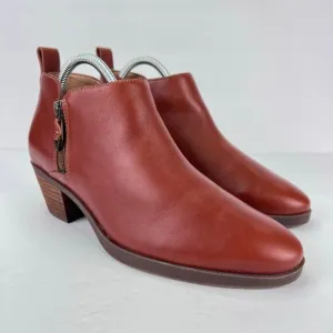 EUC VIONIC Cecily Side Zip Ankle Boots Chestnut Leather Brown Women’s Booties 8