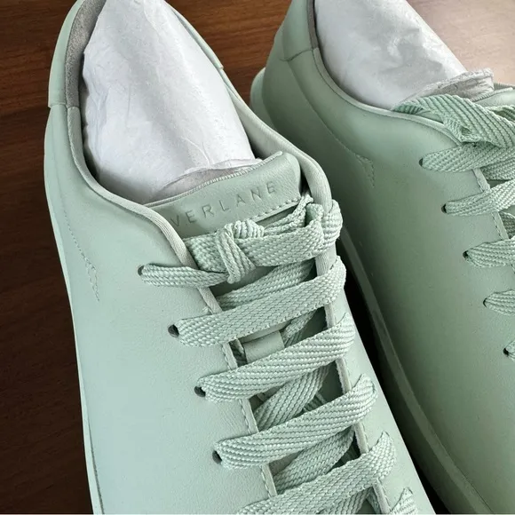 Everlane Leather ReLeather Tennis Shoes Seafoam Green Low Top Lace Up Sneakers