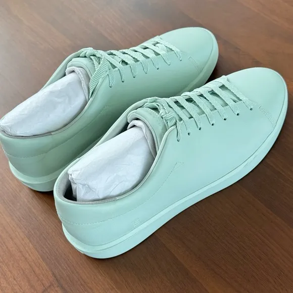 Everlane Leather ReLeather Tennis Shoes Seafoam Green Low Top Lace Up Sneakers