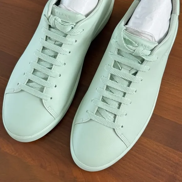 Everlane Leather ReLeather Tennis Shoes Seafoam Green Low Top Lace Up Sneakers