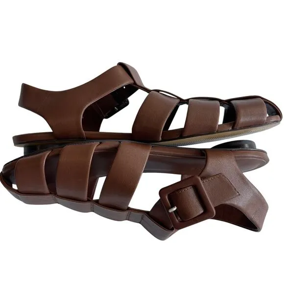 Everlane The Day Fisherman Sandal Leather Brown Rum Size 8 New without Box