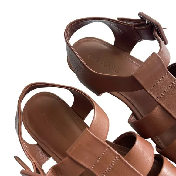 Everlane The Day Fisherman Sandal Leather Brown Rum Size 8 New without Box
