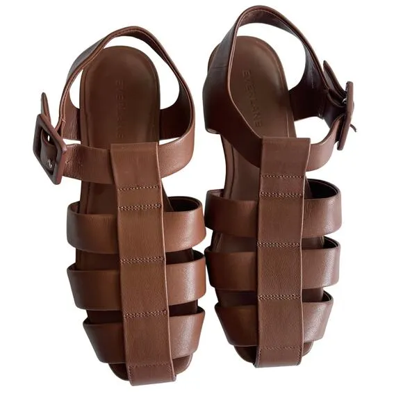 Everlane The Day Fisherman Sandal Leather Brown Rum Size 8 New without Box