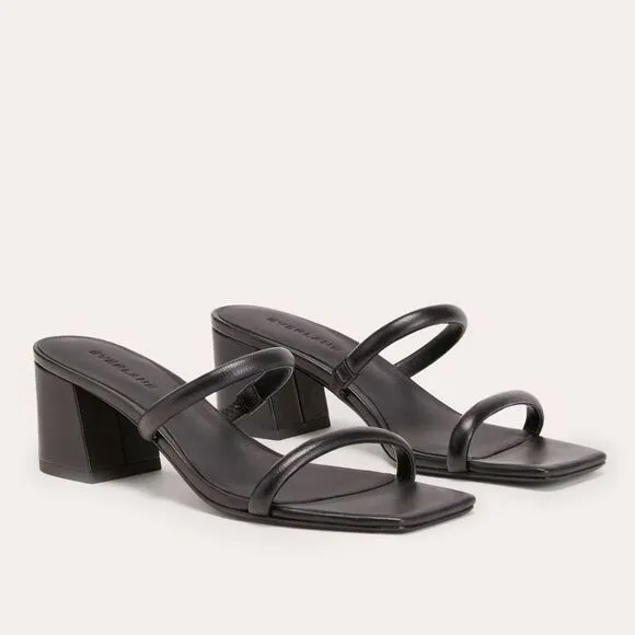 Everlane The Double Strap Heel Leather Sandal Slides Square Toe Size 9 New