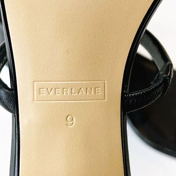 Everlane The Double Strap Heel Leather Sandal Slides Square Toe Size 9 New