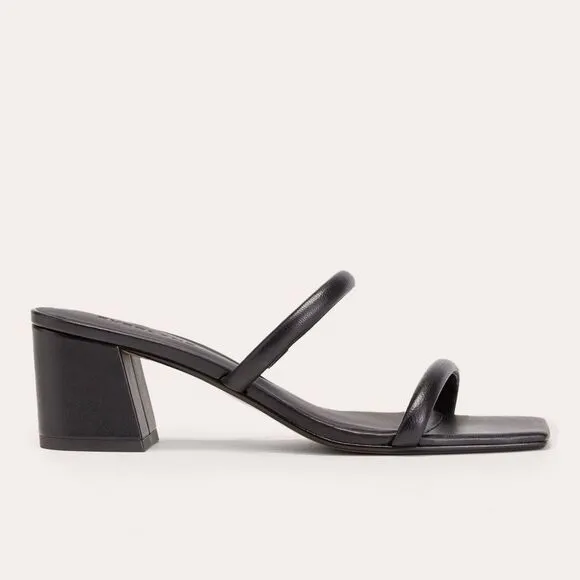 Everlane The Double Strap Heel Leather Sandal Slides Square Toe Size 9 New