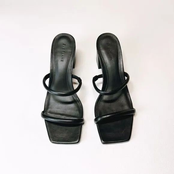 Everlane The Double Strap Heel Leather Sandal Slides Square Toe Size 9 New