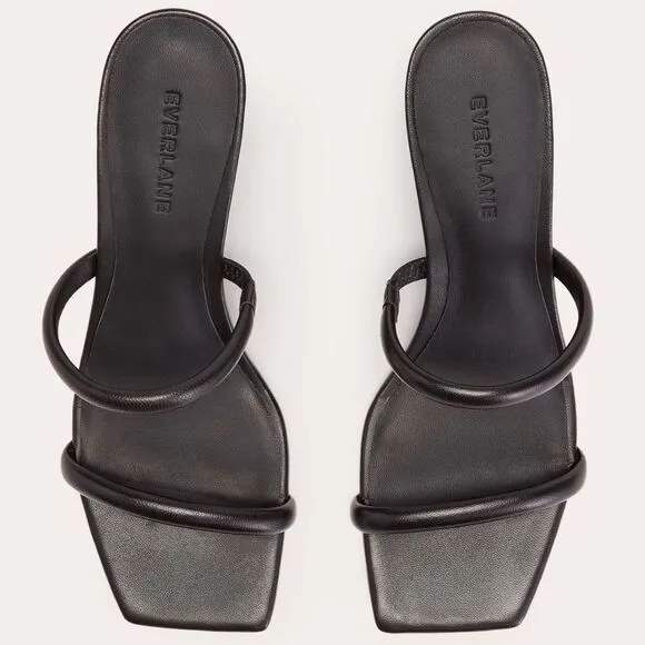 Everlane The Double Strap Heel Leather Sandal Slides Square Toe Size 9 New