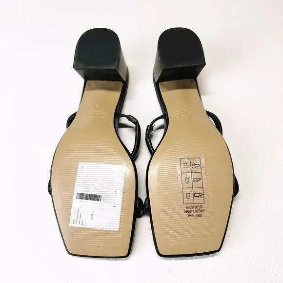 Everlane The Double Strap Heel Leather Sandal Slides Square Toe Size 9 New