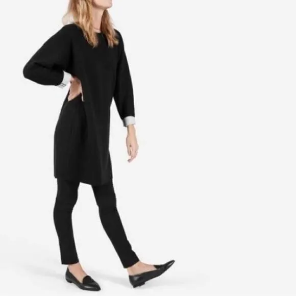 Everlane Thick Scuba Knit Relaxed Fit Tunic Dress Sweatshirt Black Size L New