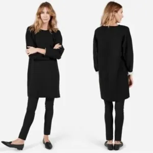 Everlane Thick Scuba Knit Relaxed Fit Tunic Dress Sweatshirt Black Size L New
