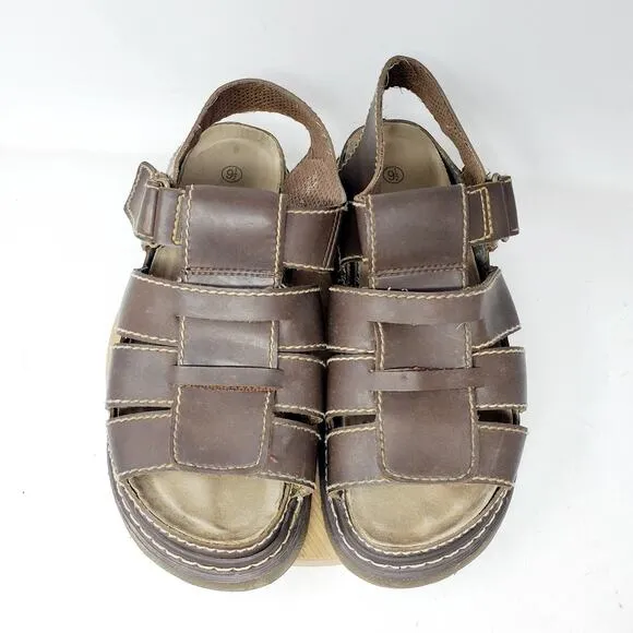 Faded Glory Platform Sandals Mens 9.5 Brown Straps Chunky Sole Retro Y2K 90s Vtg
