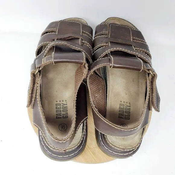 Faded Glory Platform Sandals Mens 9.5 Brown Straps Chunky Sole Retro Y2K 90s Vtg
