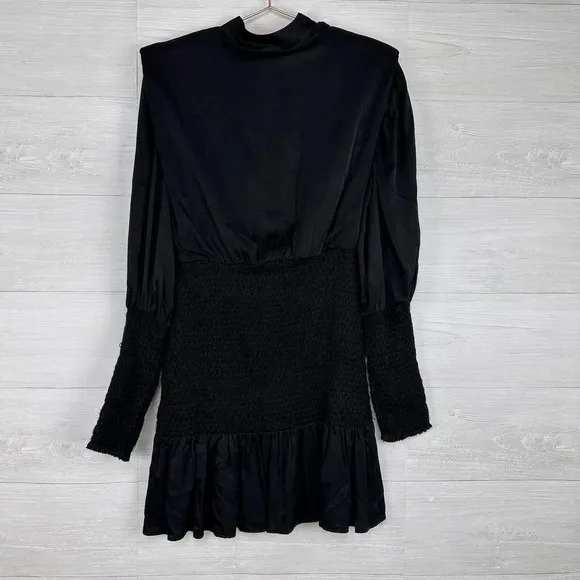 Farm Rio Heart Neckline Mini Dress Size XS Black Ruffle Mock Neck Valentines