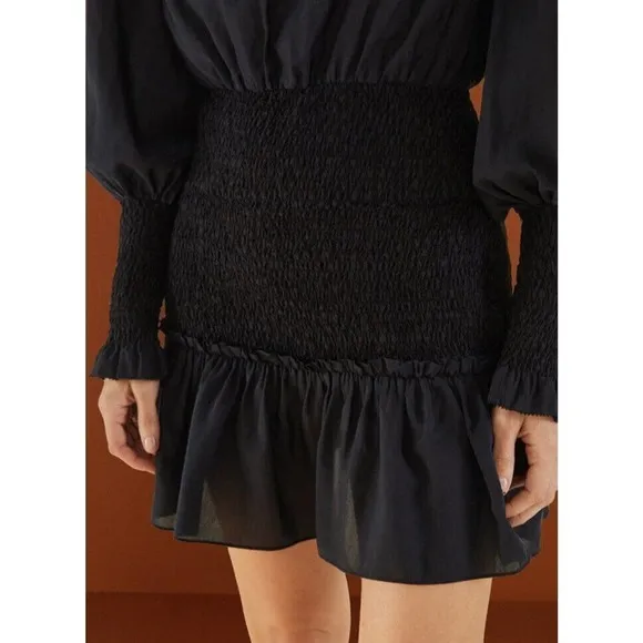 Farm Rio Heart Neckline Mini Dress Size XS Black Ruffle Mock Neck Valentines