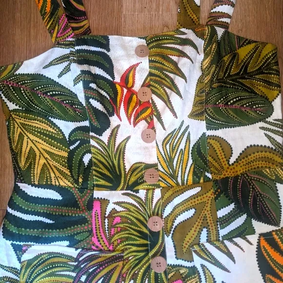 Farm Rio Spotted Leaf Utility Dress NWOT sz XL