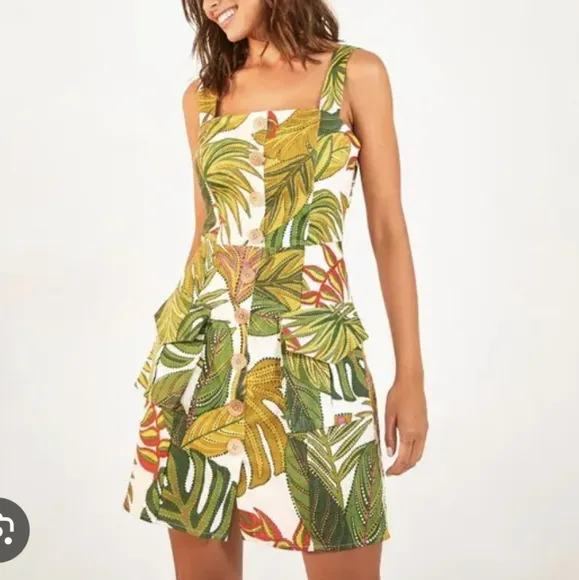 Farm Rio Spotted Leaf Utility Dress NWOT sz XL