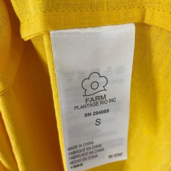 Farm Rio Yellow Open Waist Dress SZ S