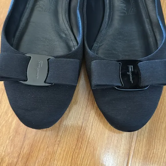 Ferragamo Black Varina Ballerina Flats